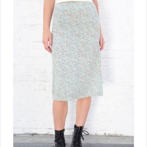 Brandy Melville green floral midi skirt